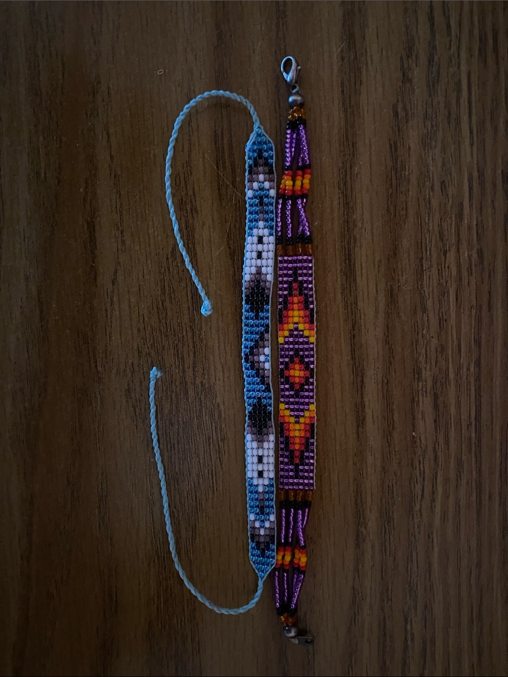 Handmade Beaded Friendship Bracelets - Turquoise & Purple